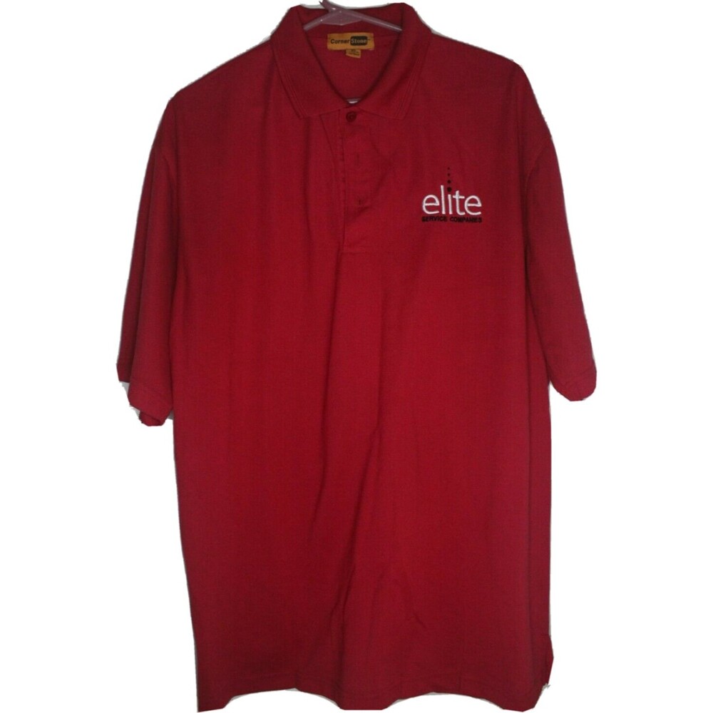 Red Elite Service Companies Men's XL Polo Cotton Short Sleeve Cornerstone Shirt